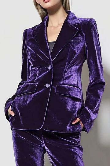 Velvet Dark Purple 2 Pieces Notched Lapel Formal Suits